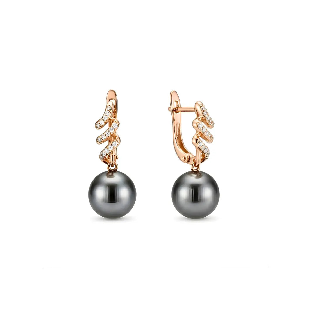 18K Gold Filled Hawaiian Pearl Necklace with Diamond Huggie Earrings Set – 12mm High-Luster Island Pearl on 60cm Chain for Women